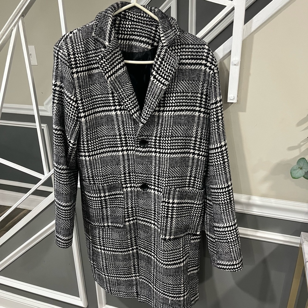 H&M Monochrome Checkered Trench Coat